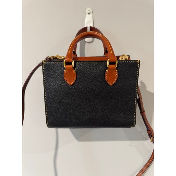 Dooney & Bourke Pebble Leather Mini Janine Satchel Black & Tan Trim w/Dustbag - Picture 2 of 5